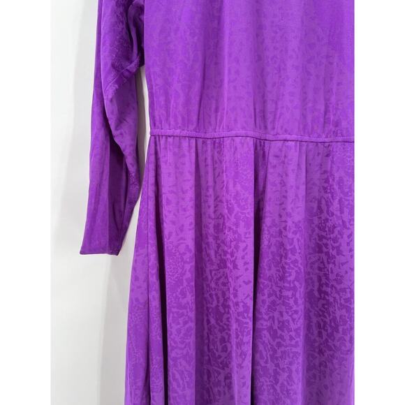 Warell Vintage Dress Womens 12 Purple Maxi Long Sleeves Satin Button Chest USA - Picture 11 of 16